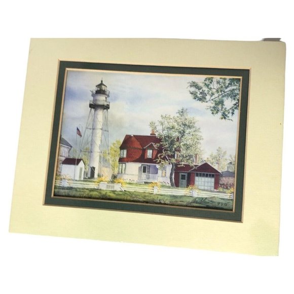 Lighthouse Prints 5x7 Mark Sherman Boca Grande Coney Island Matted Green Decor - Picture 5 of 10